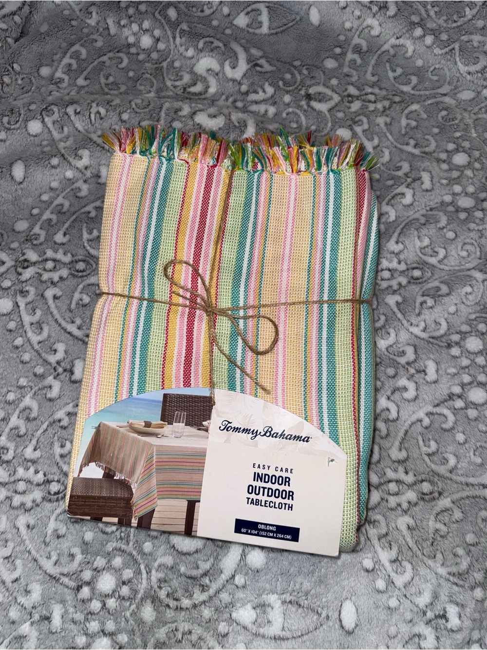 Tommy Bahama Pastel Multicolor Striped Tablecloth